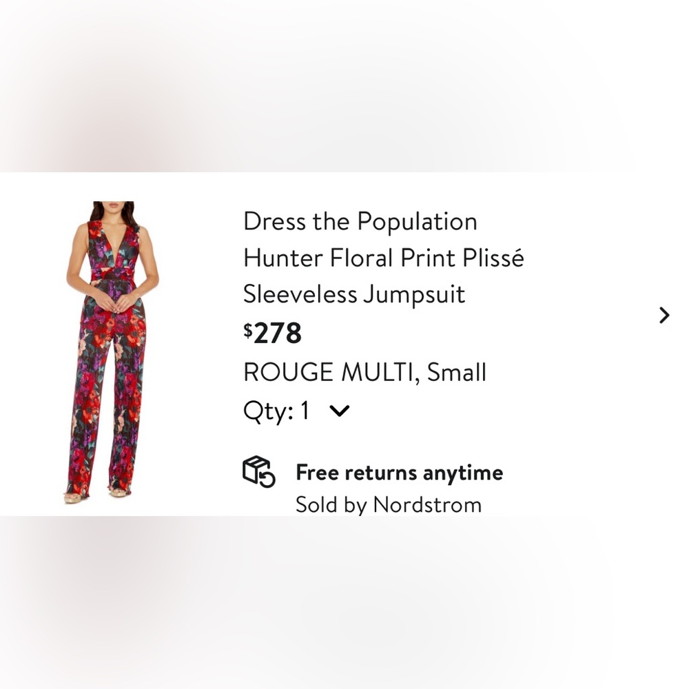 ✨Dress the Population Hunter Floral Print Jumpsuit - Red Multi✨